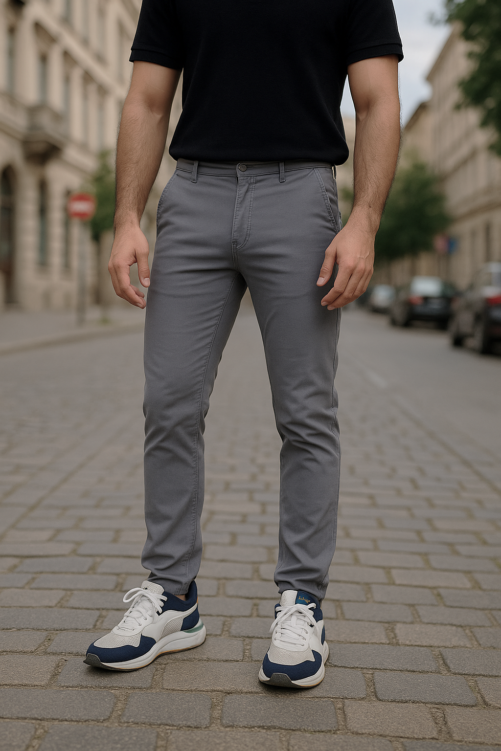 Gambluss Grey Twill Cotton Pant