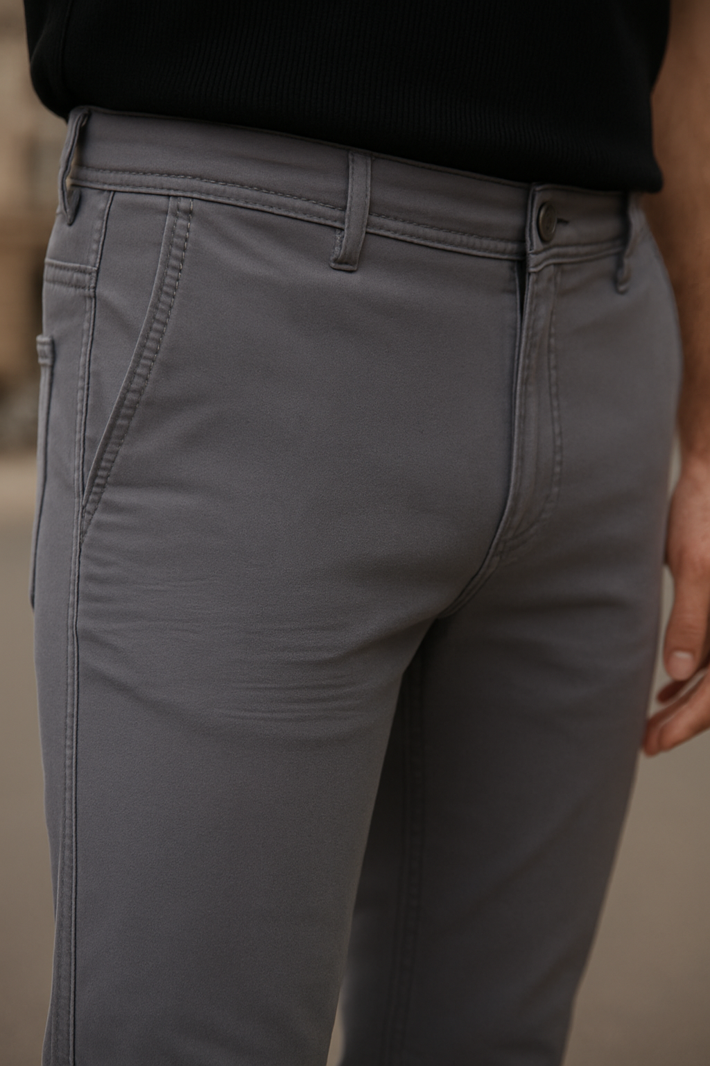 Gambluss Grey Twill Cotton Pant