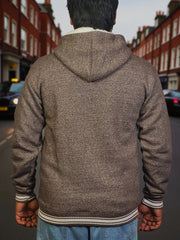 Gambluss Dark Brown Winter Hoodie – Chain Yarn Fleece 350 GSM with Fur Inner