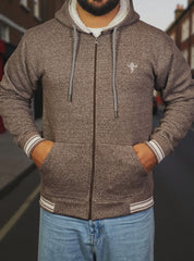 Gambluss Dark Brown Winter Hoodie – Chain Yarn Fleece 350 GSM with Fur Inner