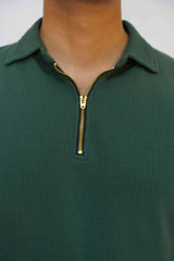 Gambluss Thermal Zipper Polo Shirt-Green