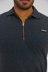 Gambluss Thermal Zipper Polo-Shirt-Charcoal