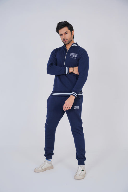 Iconic Cotton Fleece Tracksuit-Navy