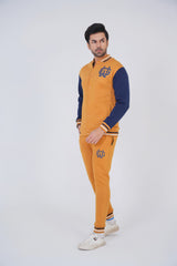 Athletic Living Cotton Fleece Tracksuit-Mustard/Navy