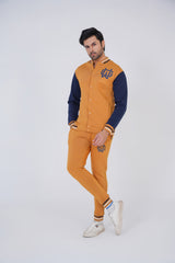 Athletic Living Cotton Fleece Tracksuit-Mustard/Navy