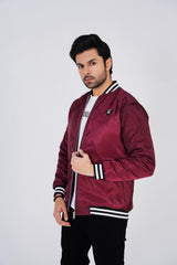 Wine Colour Bomber Jacket