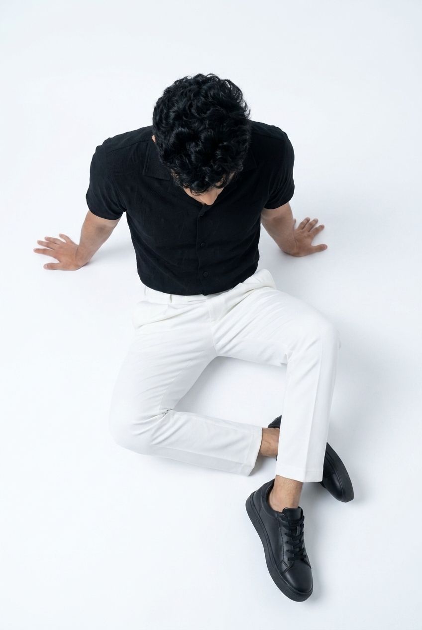 Gambluss Black Textured Cuban Collar Shirt | Premium Men's Stretch Half Sleeve Shirt