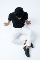 Gambluss Black Textured Cuban Collar Shirt | Premium Men's Stretch Half Sleeve Shirt