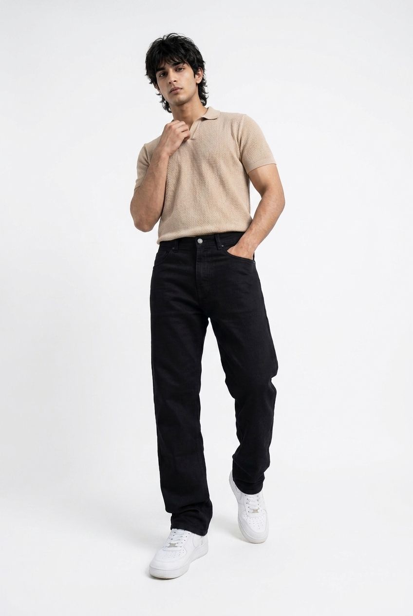 Gambluss Essential Black Straight Fit Stretch Chino Pant | Premium Men's Chinos