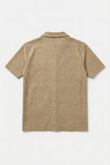 Gambluss Peanut Brown Textured Cuban Collar Shirt | Premium Men's Stretch Half Sleeve Shirt