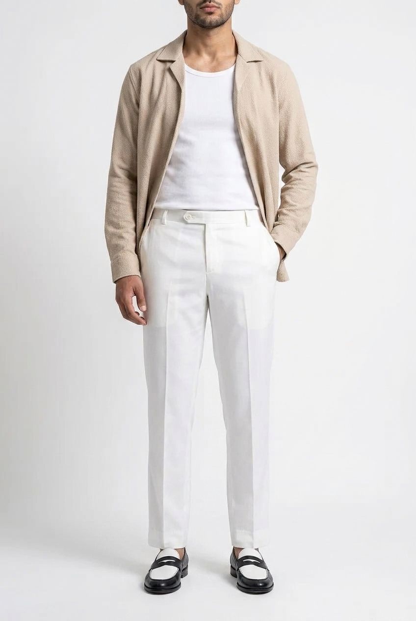 Gambluss White Tuxedo Dress Pants – Premium Formal Fit for Men