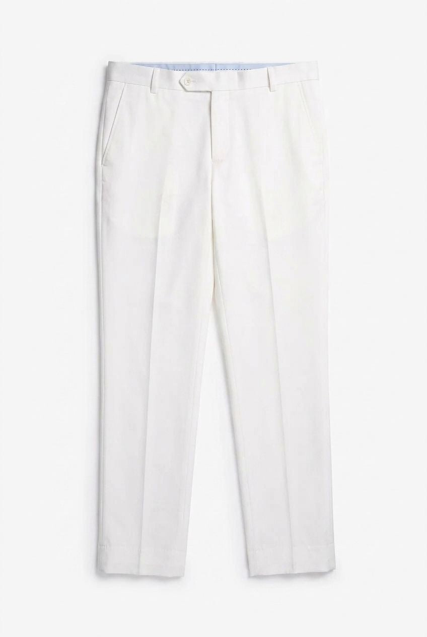 Gambluss White Tuxedo Dress Pants – Premium Formal Fit for Men