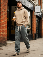 Gambluss Relaxed-Fit Elastic Belt Pleated Trouser-Grey