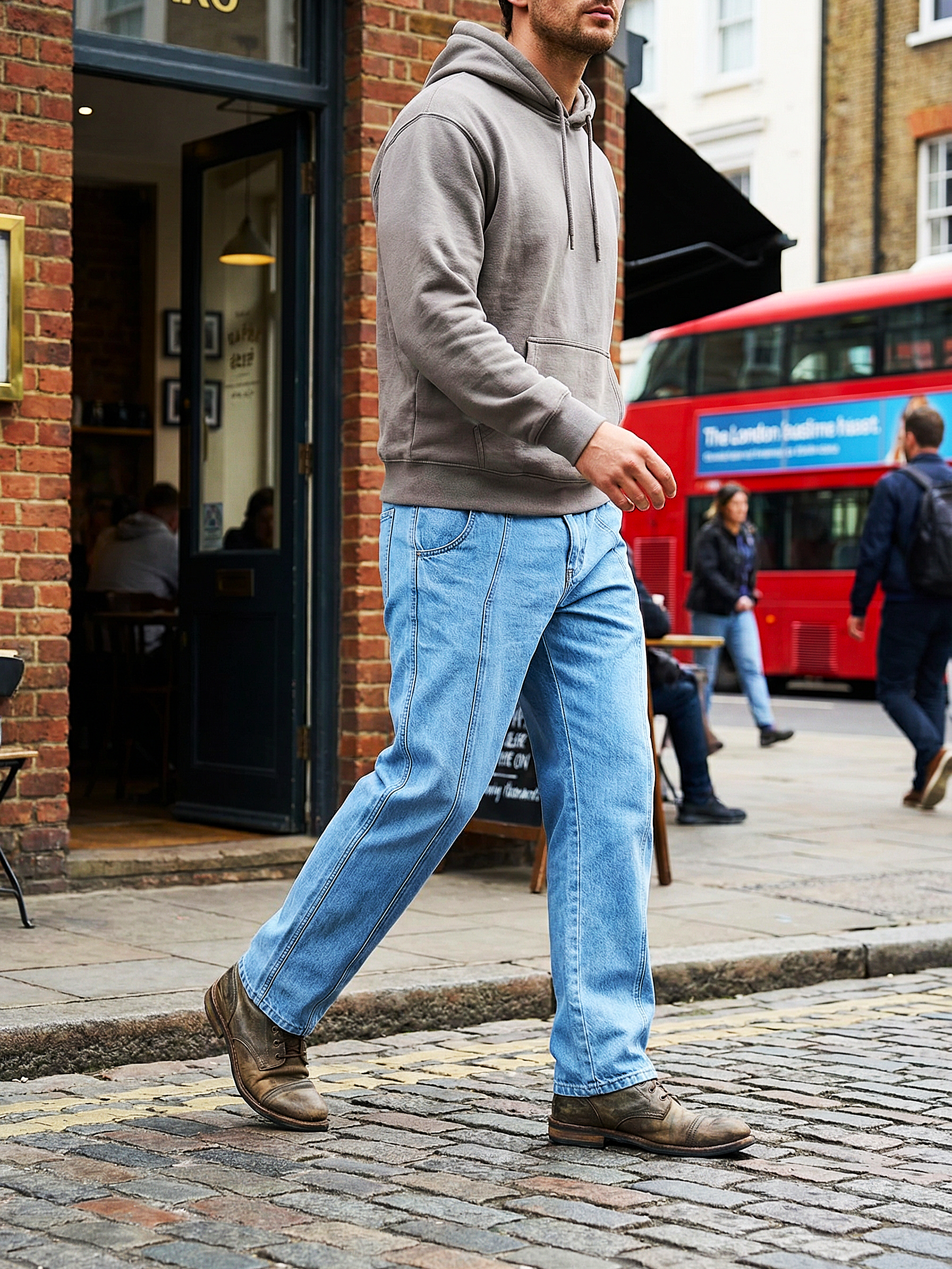 Gambluss Designer Relaxed-Fit Pant- Light Blue