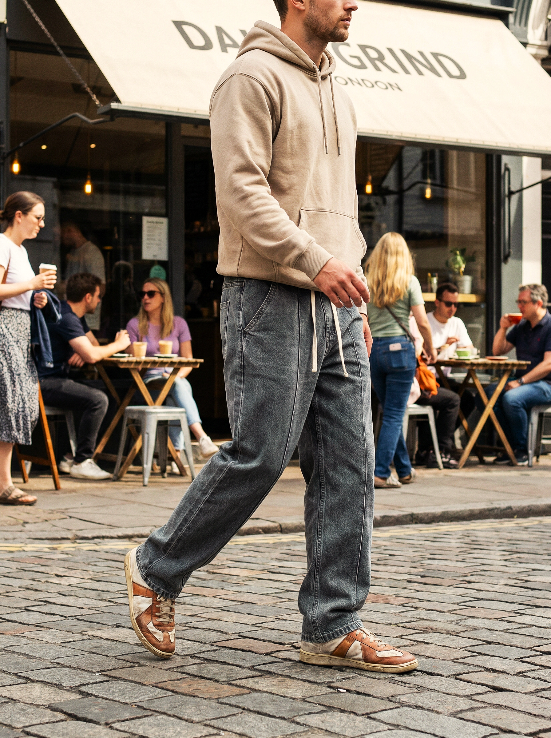 Gambluss Relaxed-Fit Elastic Belt Pleated Trouser-Grey