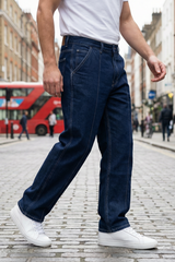 Gambluss Relaxed-Fit cross pocket Pleated Pant- Dark Navy