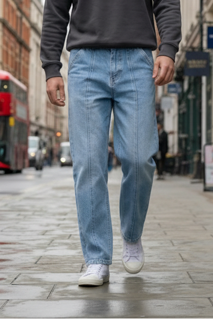 Gambluss Relaxed-Fit Pleated Pant - light blue-CP