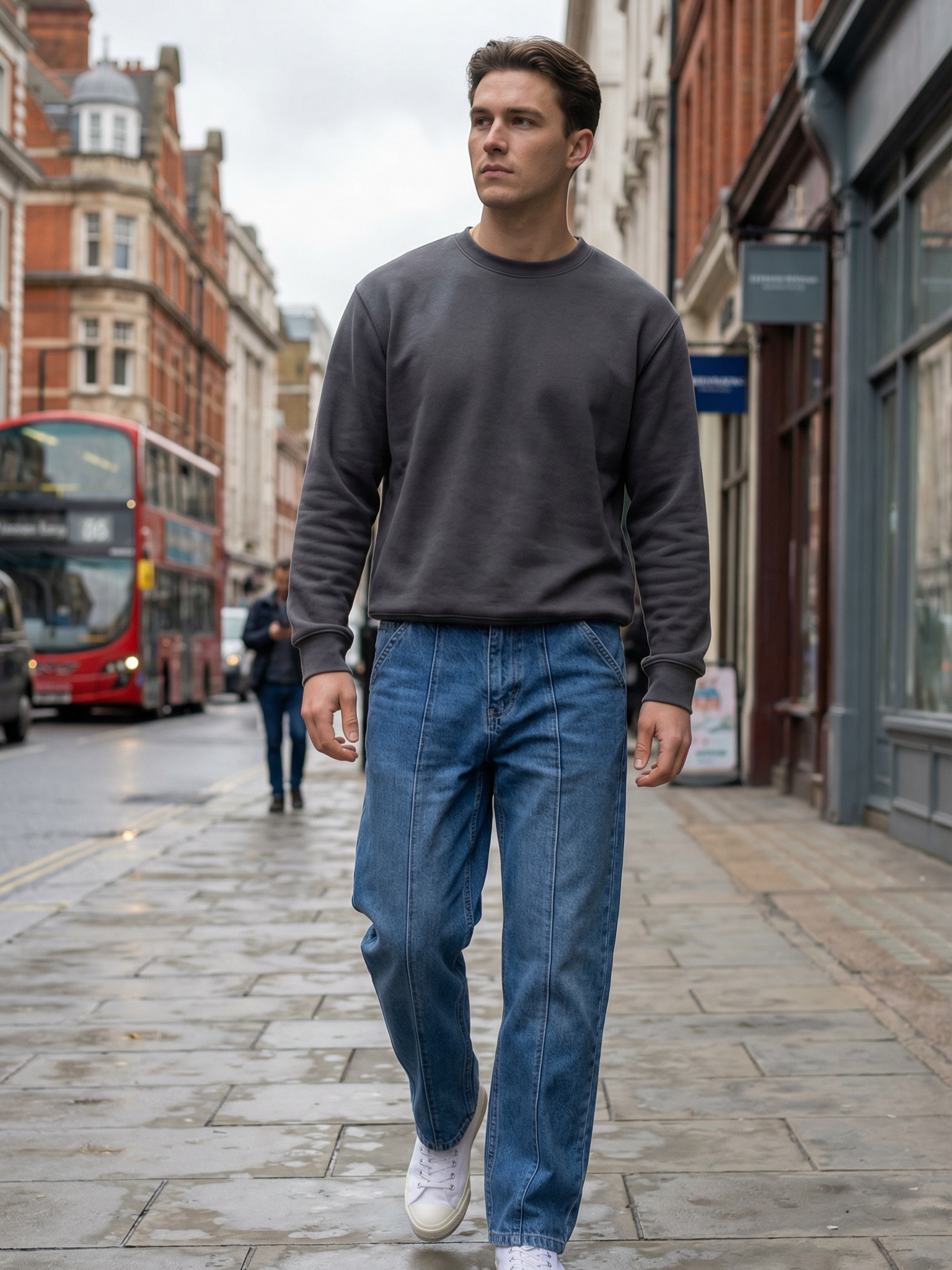 Gambluss Relaxed-Fit Pleated Pant - Navy Blue -CP