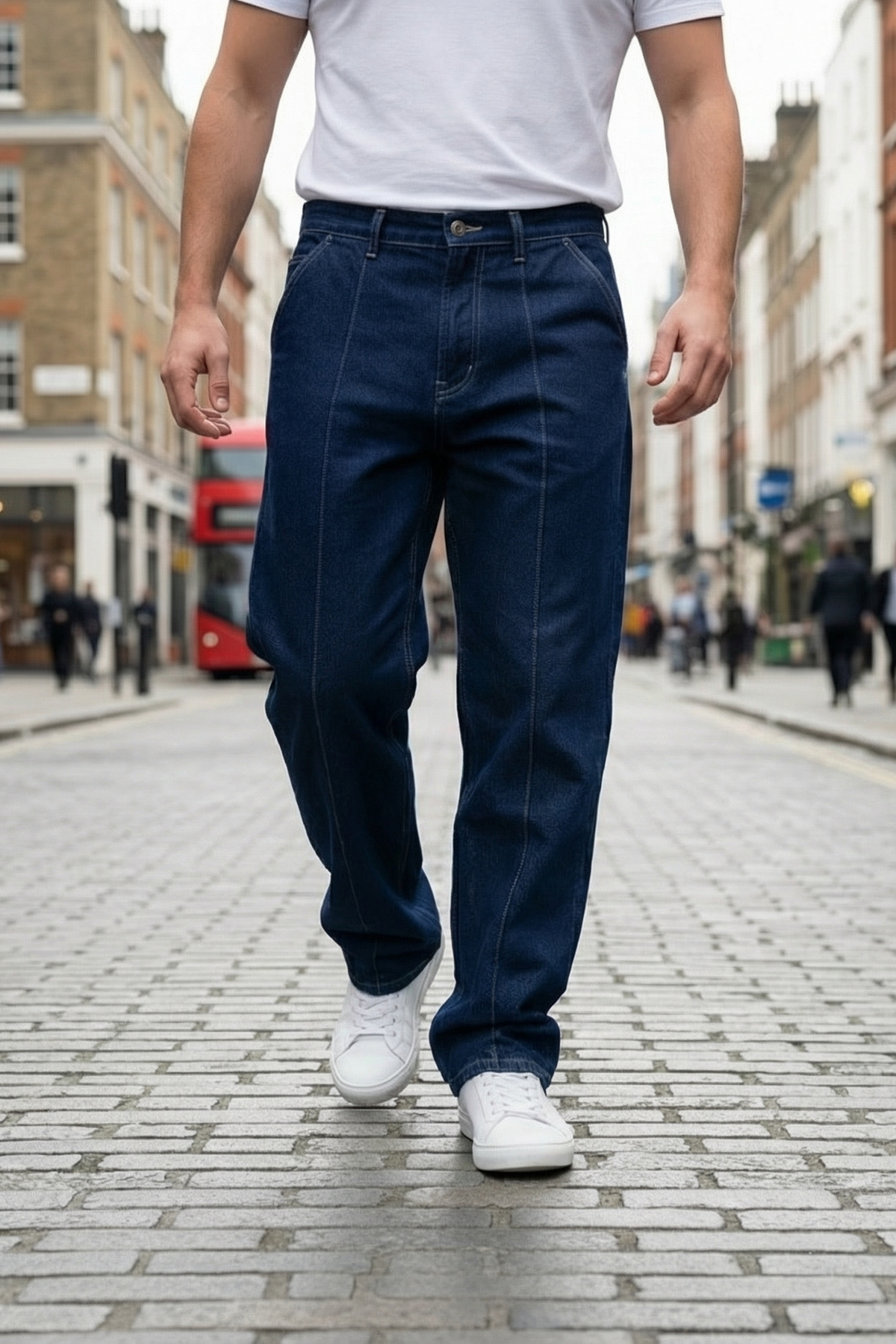 Gambluss Relaxed-Fit cross pocket Pleated Pant- Dark Navy