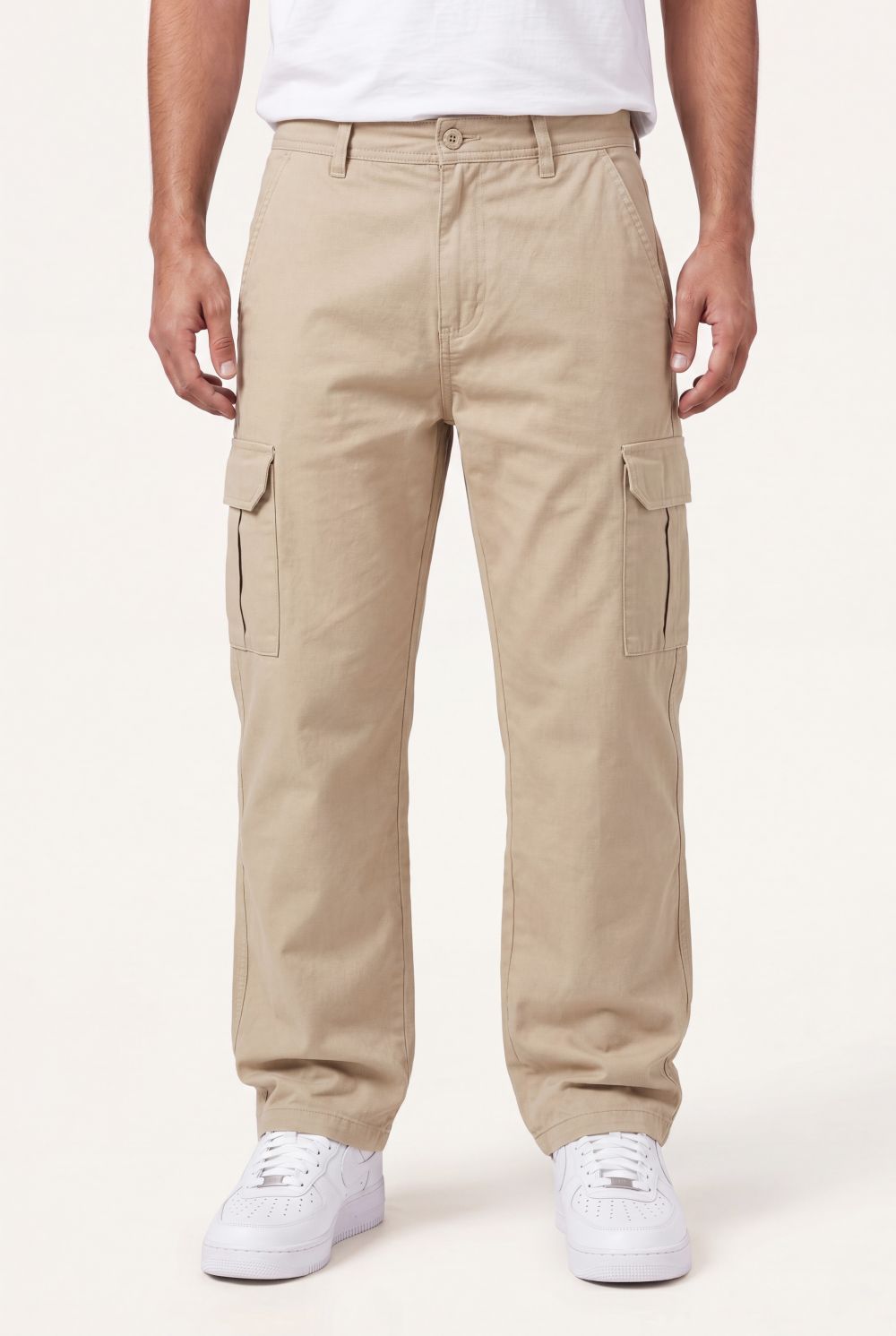 Relaxed Fit Baby Canvas Cotton Cargo Pant – Beige
