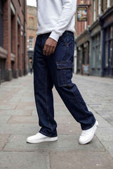 Gambluss Essential Relaxed-Fit Denim Cargo- Dark Navy