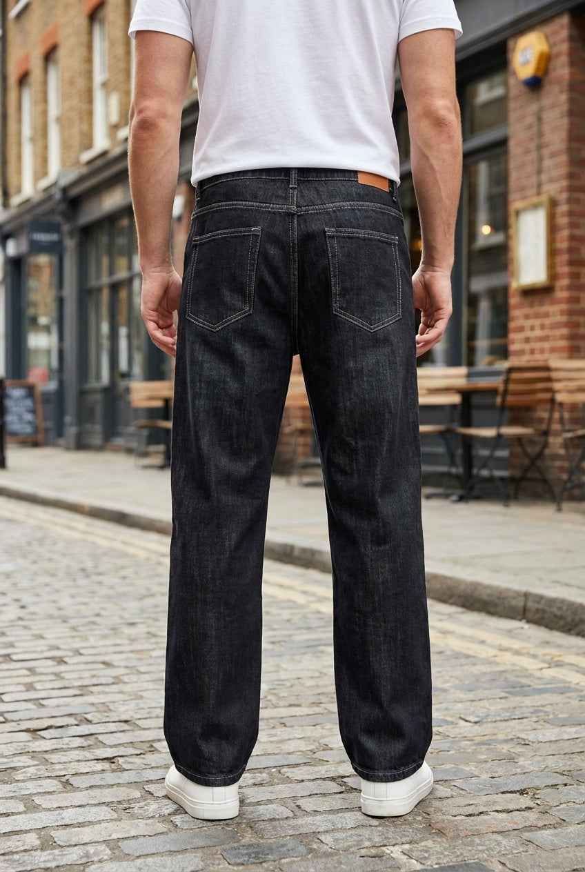 Gambluss Stretchable Belt Relaxed-Fit  Pleated Pant-Structured Black