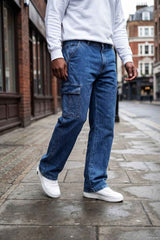 Gambluss Essential Relaxed-Fit Denim Cargo- Navy Blue