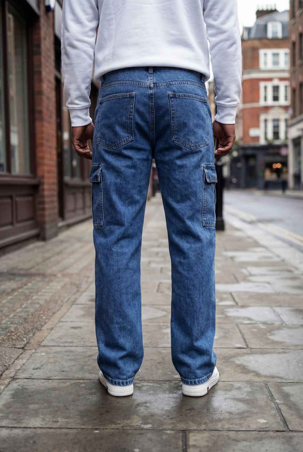 Gambluss Essential Relaxed-Fit Denim Cargo- Navy Blue