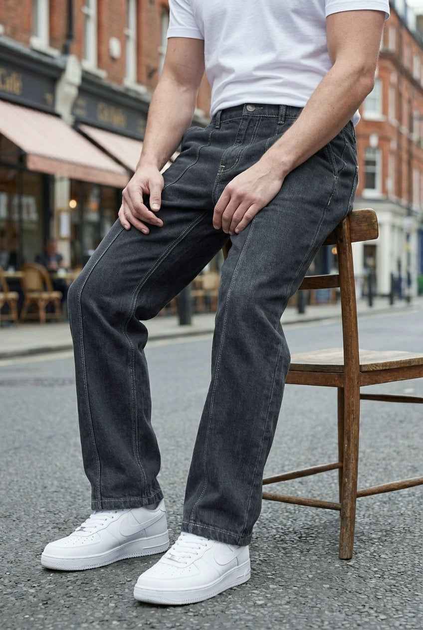 Gambluss Stretchable Belt Relaxed-Fit  Pleated Pant-Coal