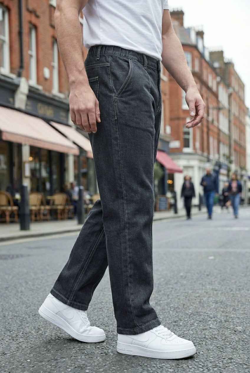 Gambluss Stretchable Belt Relaxed-Fit  Pleated Pant-Coal