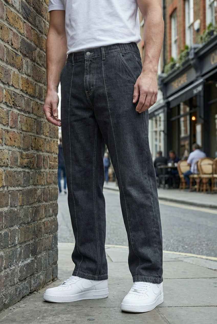 Gambluss Stretchable Belt Relaxed-Fit  Pleated Pant-Coal