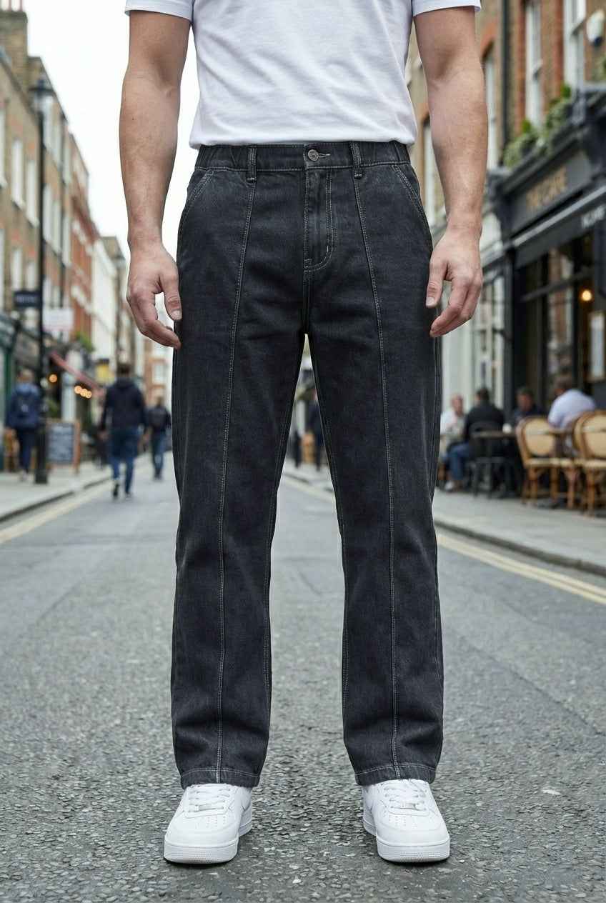 Gambluss Stretchable Belt Relaxed-Fit  Pleated Pant-Coal