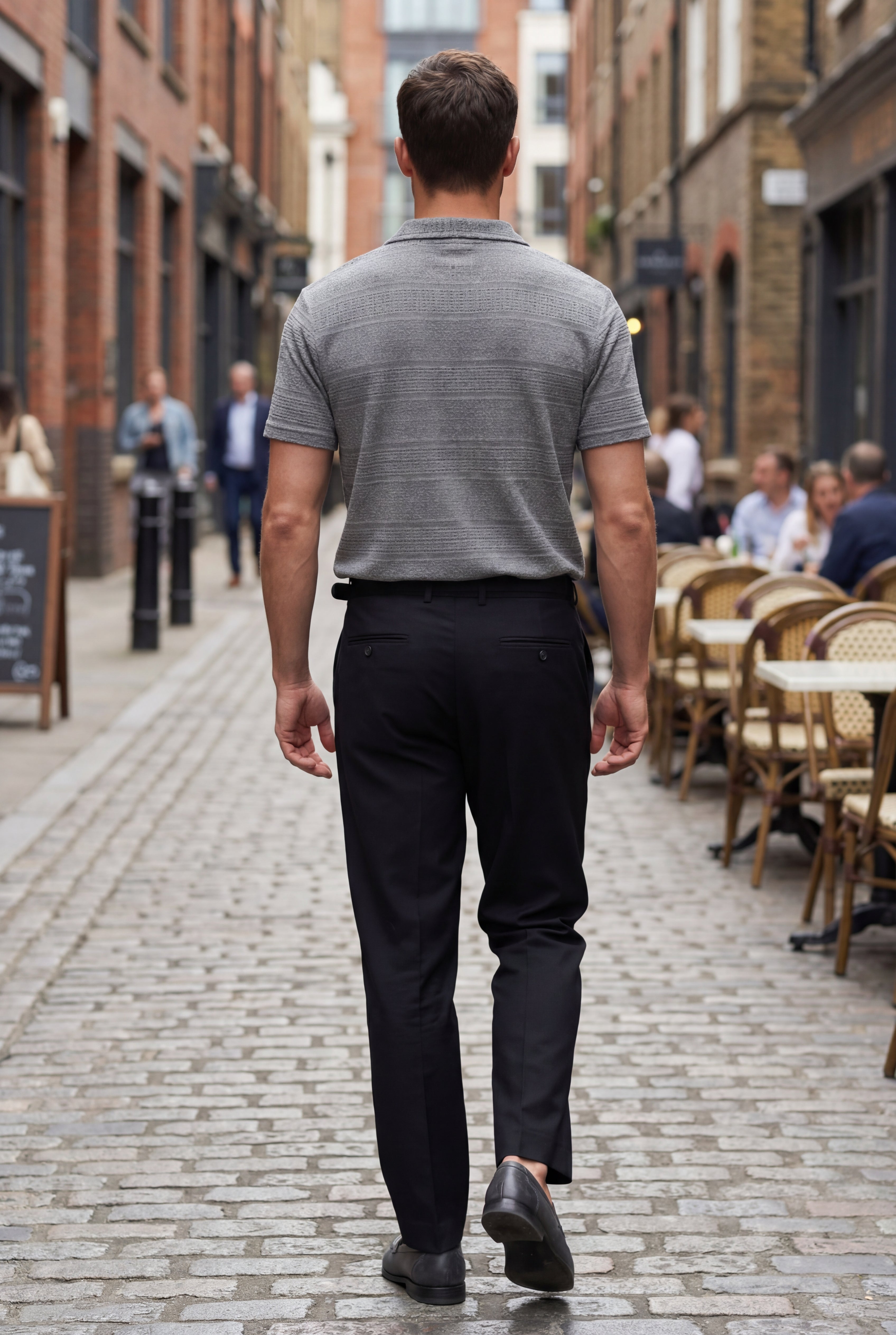 Men’s Grey Textured Turkish Polo Shirt – Johnny Collar | Stretchable Breathable Premium Fabric