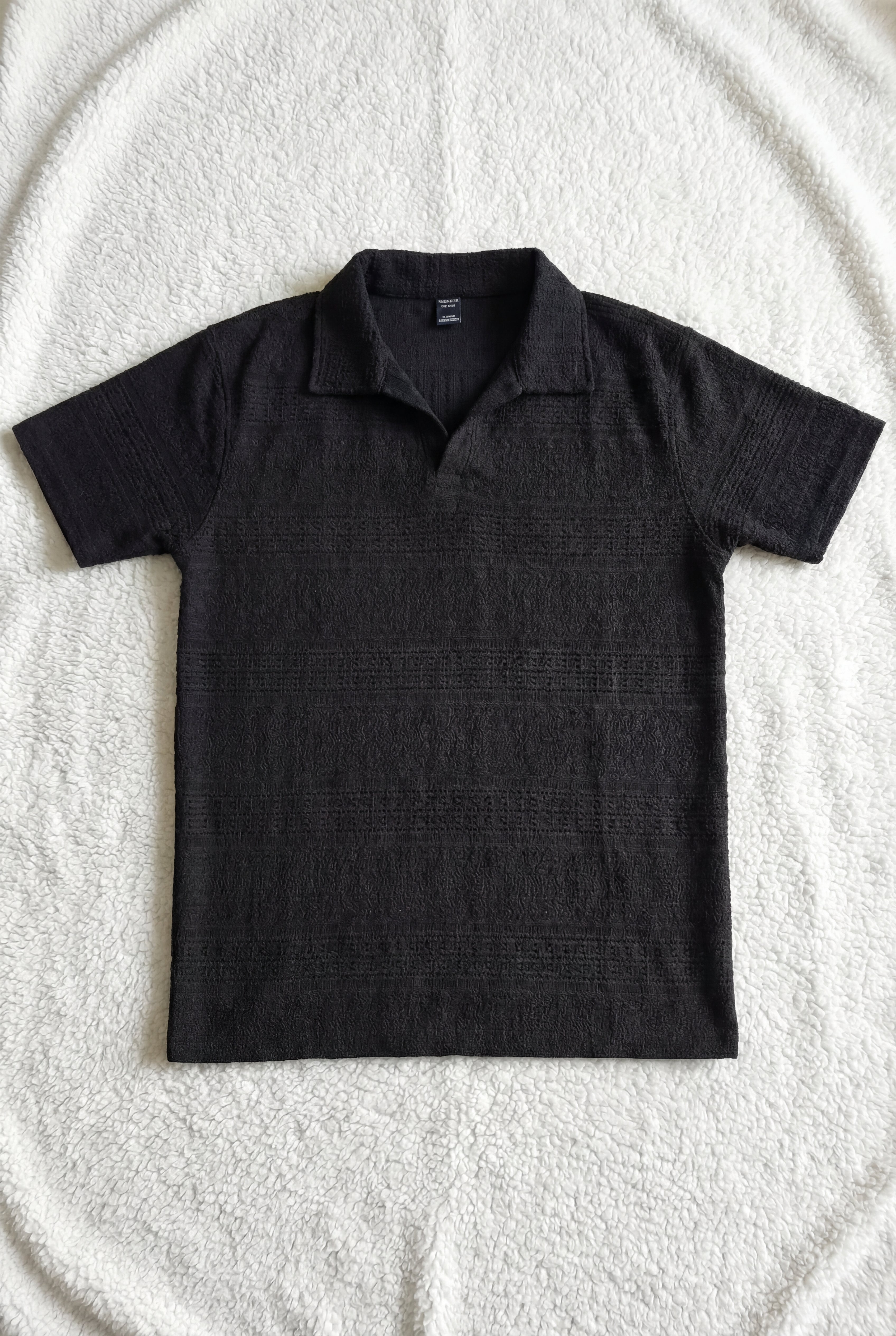 Men’s Black Textured Turkish Polo Shirt – Johnny Collar | Stretchable Breathable Premium Fabric