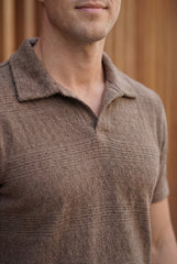 Men’s Brown Textured Turkish Polo Shirt – Johnny Collar | Stretchable Breathable Premium Fabric