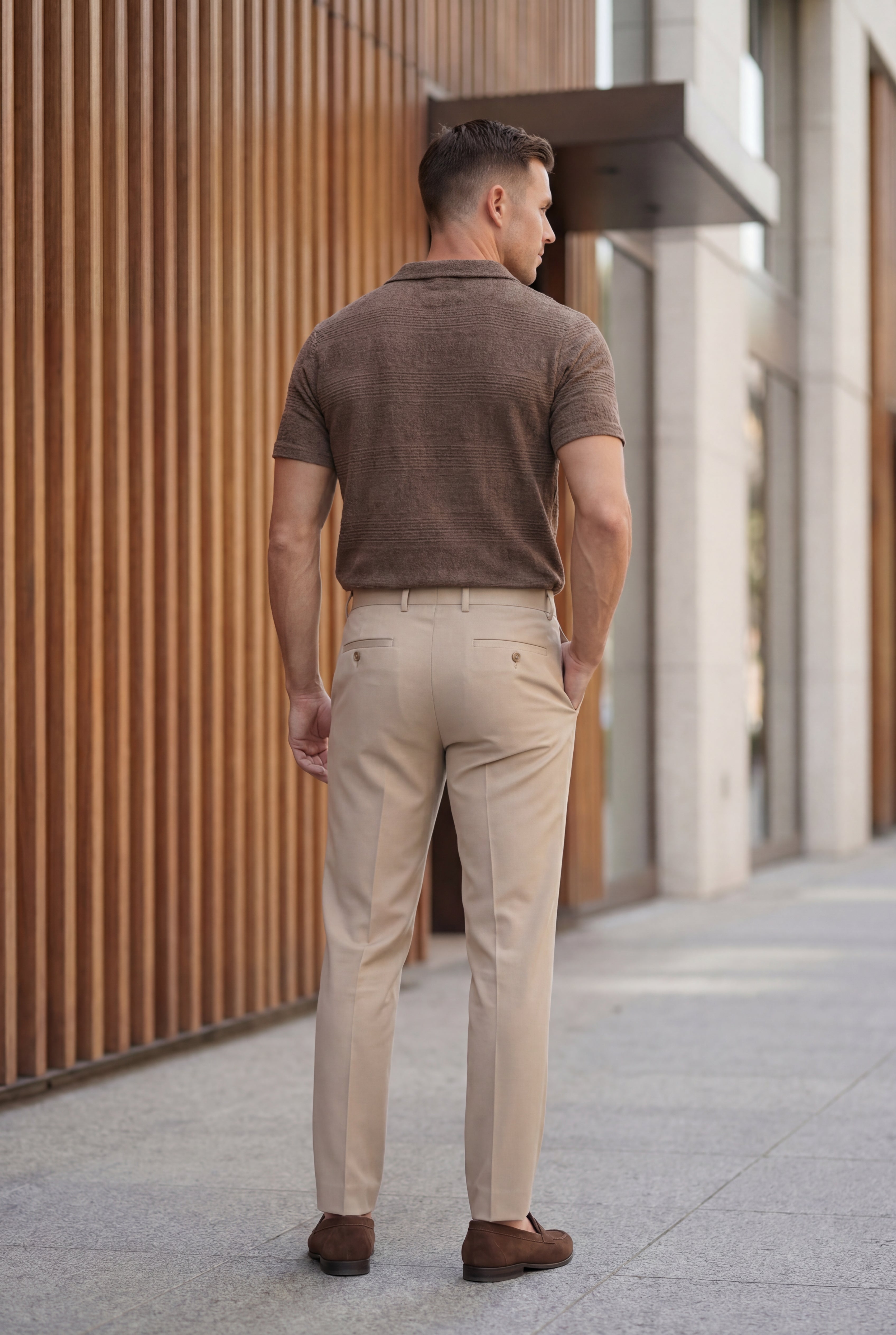 Men’s Brown Textured Turkish Polo Shirt – Johnny Collar | Stretchable Breathable Premium Fabric