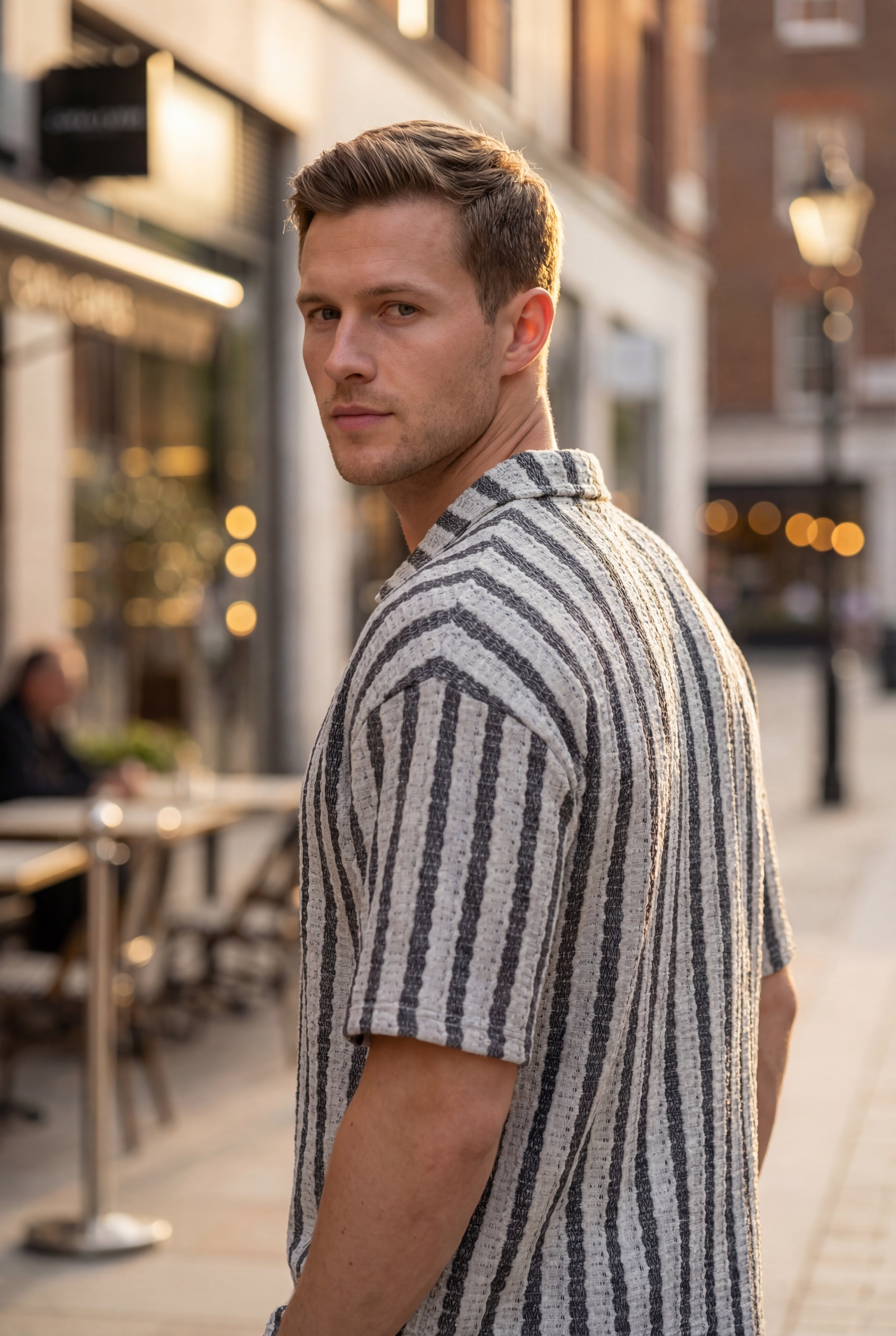 Turkish Drop Shoulder Textured Johnny Collar Polo Shirt – Grey - Gambluss Wardrobe