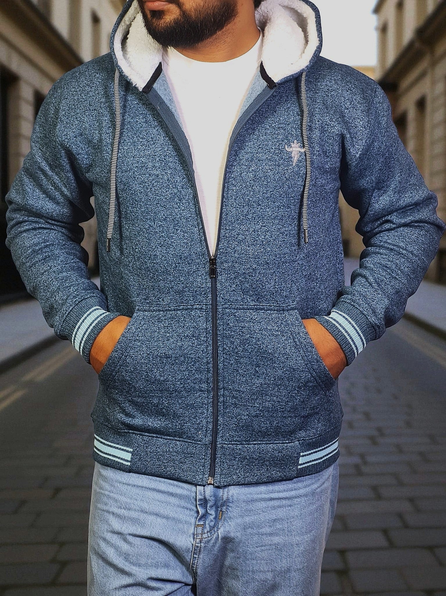 Gambluss Zinc Winter Hoodie – Chain Yarn Fleece 350 GSM with Fur Inner