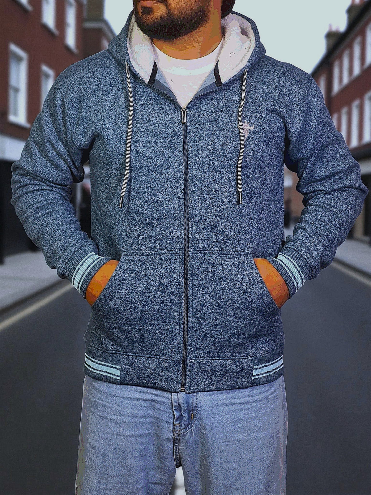 Gambluss Zinc Winter Hoodie – Chain Yarn Fleece 350 GSM with Fur Inner