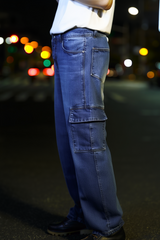 Gambluss Essential Relaxed-Fit Denim Cargo- light blue