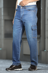 Gambluss Essential Relaxed-Fit Denim Cargo- sky blue