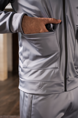 Gambluss Silver Luxe Tracksuit | Imported Tendra Fabric | High-Stretch Warm Tracksuit