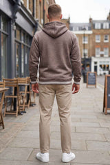 Gambluss Dark Brown Winter Hoodie – Chain Yarn Fleece 350 GSM with Fur Inner