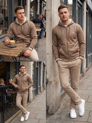 Gambluss Brown Winter Hoodie – Chain Yarn Fleece 350 GSM with Fur Inner