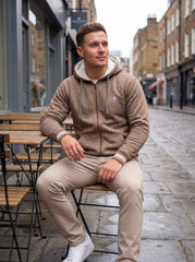 Gambluss Brown Winter Hoodie – Chain Yarn Fleece 350 GSM with Fur Inner