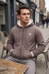 Gambluss Dark Brown Winter Hoodie – Chain Yarn Fleece 350 GSM with Fur Inner