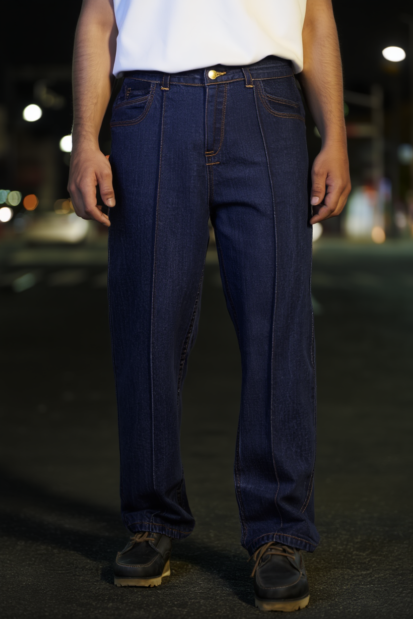 Gambluss Baggy cross pocket Pleated Pant- Dark Navy