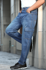 Gambluss Essential Relaxed-Fit Denim Cargo- sky blue