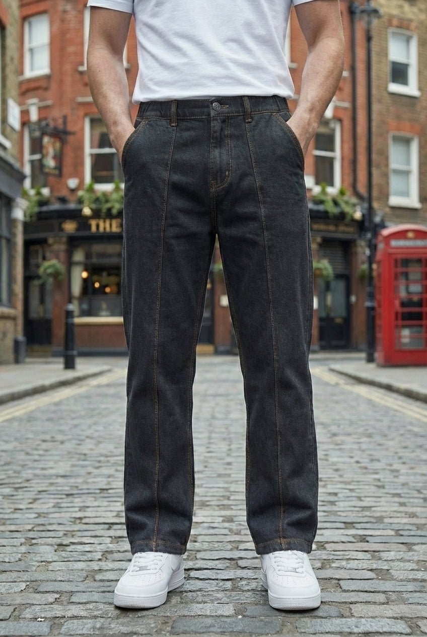 Gambluss Stretchable Belt Relaxed-Fit  Pleated Pant-Coal