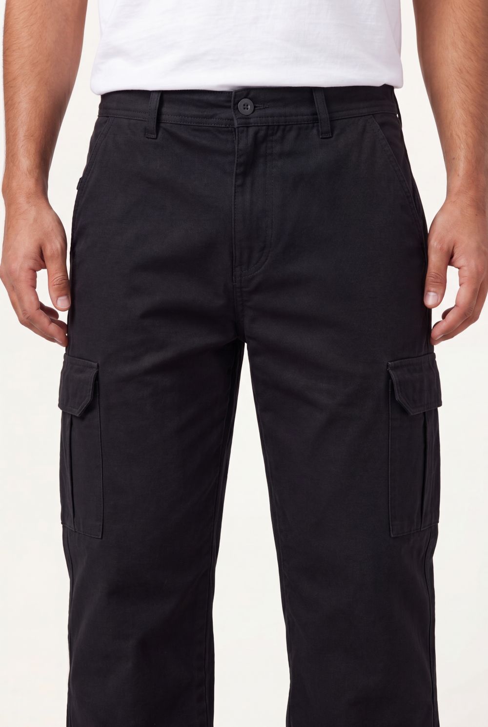 Relaxed Fit Baby Canvas Cotton Cargo Pant – Black